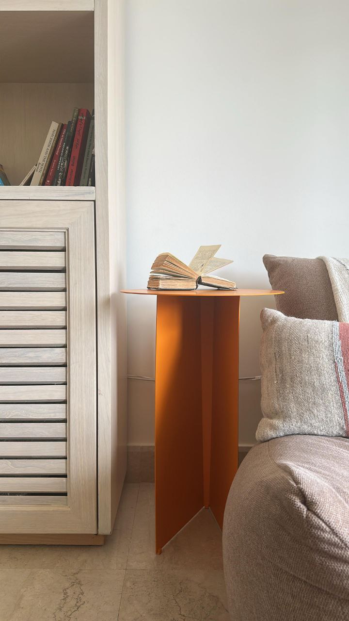 Modern Chic Coffee Tables - Yellow and Black Side Tables with Round Tops and T-Shaped Bases